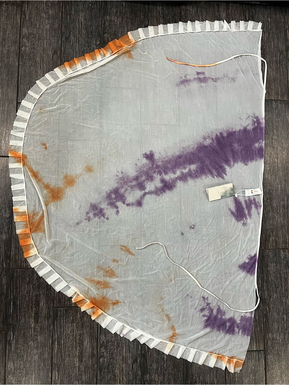 Sheer Tie-Dye Swim Coverup Sarong in Purple & Orange